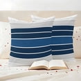 thumbnail image 3 of Lake Blue Stripes Outdoor Waterproof Pillow Covers, Modern Minimalist Gradient Lines Decorative Square Throw Pillowcase Sofa Cushion Sham for Patio/Couch/Chair, 24"x24" 2 Pack, 3 of 8