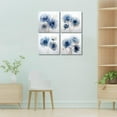 thumbnail image 6 of Blue Flower Wall Art for Bathroom Bedroom Living Room Blue and White Wall Decor Floral Painting Canvas Print Picture for Home Decorations Framed Artwork Ready to Hang (16x16inchx4), 6 of 6