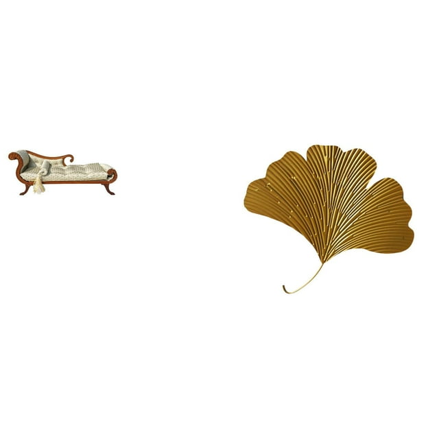 Sofá Cama De Madera En Miniatura Y Hojas De Ginkgo De Hierro Forjado, Decoración De Pared, Escultura Abstracta Para Casa De Muñecas, Sala De Estar, Oficina, Hotel, Comedor, Restaurante.
