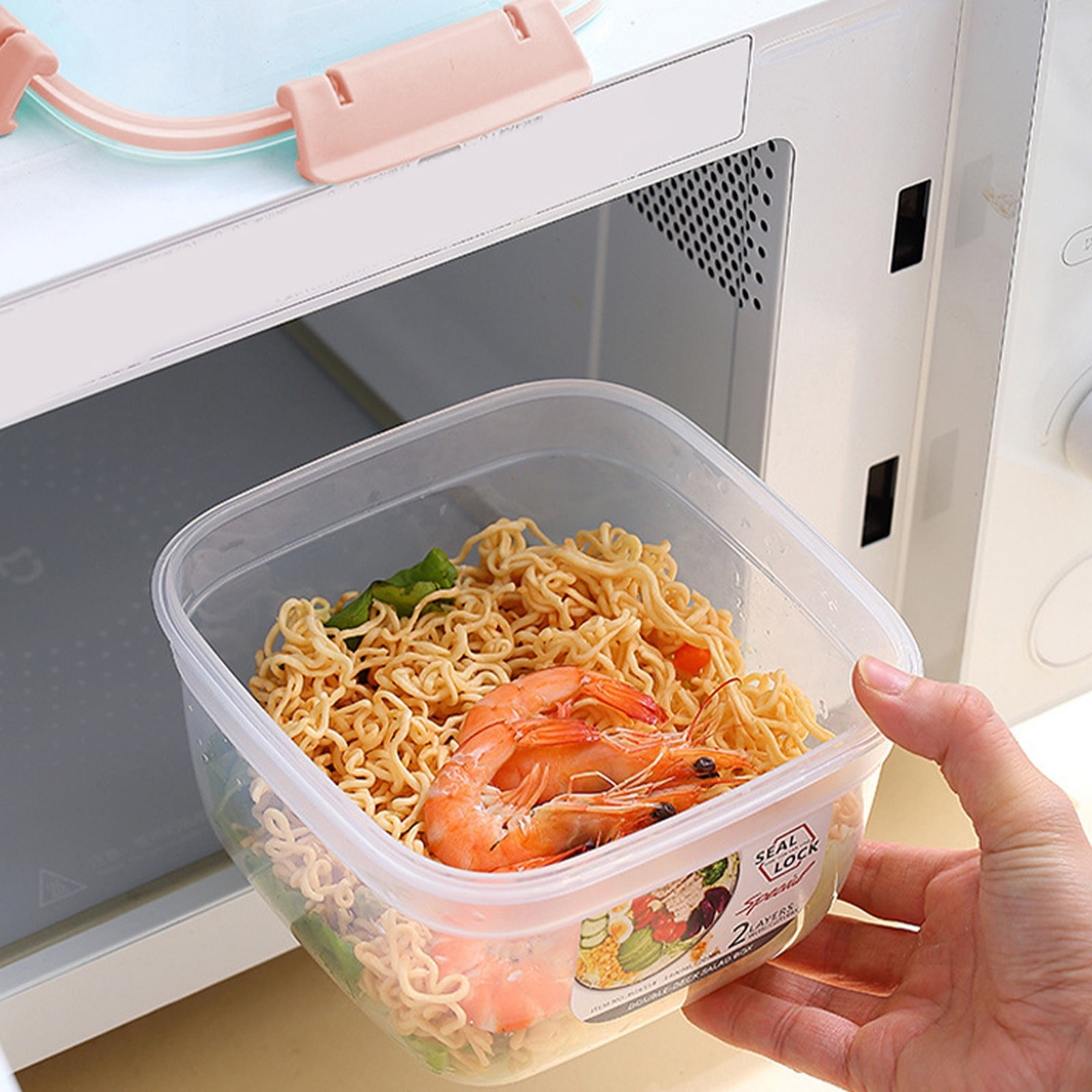 Salad Lunch Container for Adult, Lunch Box with Multiple Compartments, Salad Bowl, Bento Style Tray, for Work Outdoor Indoor Camping 6.2X6.2X5.6in