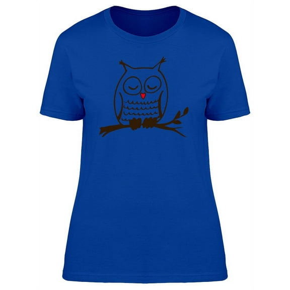 Cute Owl Doodle Sketch T-Shirt Women -Image by Shutterstock, Female Large