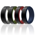 thumbnail image 1 of Juego de anillos escalonados de 2 capas de boda de silicona - Negro por ROQ para hombres - Anillo de 4 x 11 mm, 1 of 1