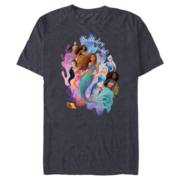 Disney Little Mermaid Ariel Friends & Family Birthday Squad - Short Sleeve Blended T-Shirt for Adults - Customized-Navy Heather