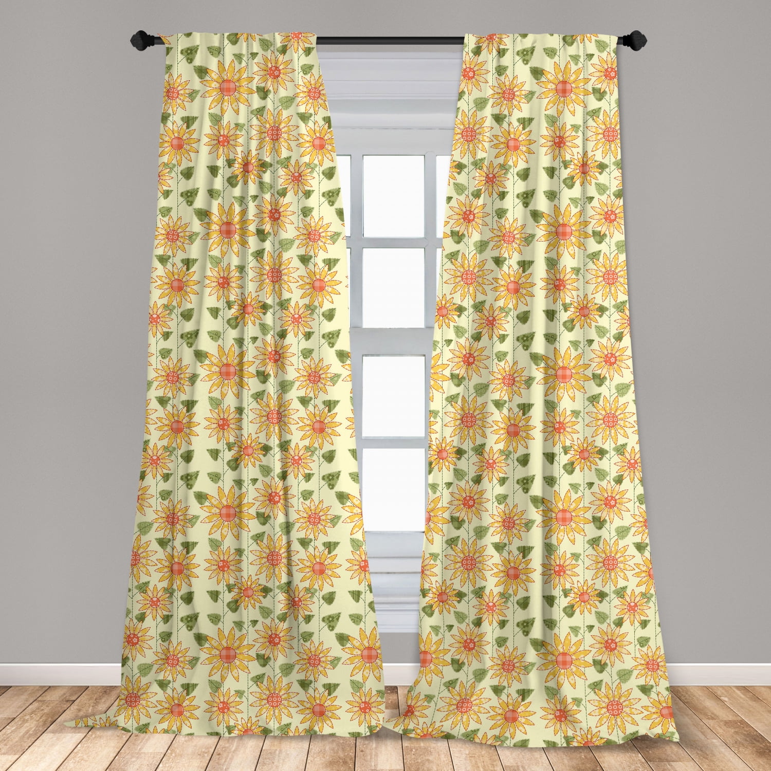Fall Decor Curtains Flowers Park Nature Window Drapes 2 Panel Set 108x84 Inches 