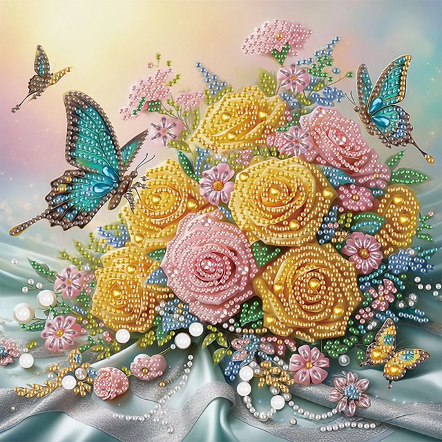 Kit Con Forma Especial Parcial 5D DIY Flores 30x30cm
