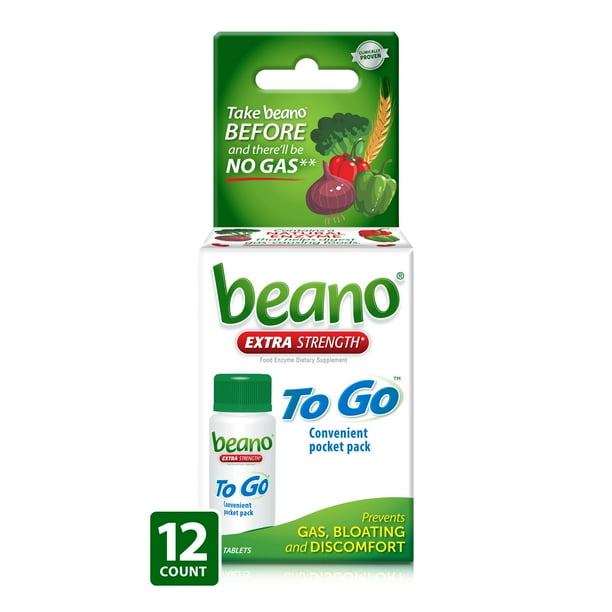 Beano To Go, Gas Prevention and Digestive Enzyme Supplement, 12 Count