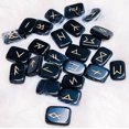 thumbnail image 3 of Crocon Black Obsidian Rune Stones Set Rectangle Shape Engraved with Elder futhark Crystal Runes Set, Reiki Healing runas for Chakra Balancing Rune Stone for Beginners with Crystal Guide & Pouch 25 mm, 3 of 4
