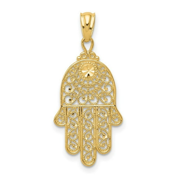 14k Yellow Gold Solid Textured Polished Hand Of God Pendant Necklace Measures 25x14mm Wide - Pendant for Women