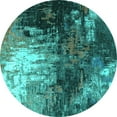 thumbnail image 1 of Ahgly Company Indoor Round Oriental Turquoise Blue Industrial Area Rugs, 7' Round, 1 of 4