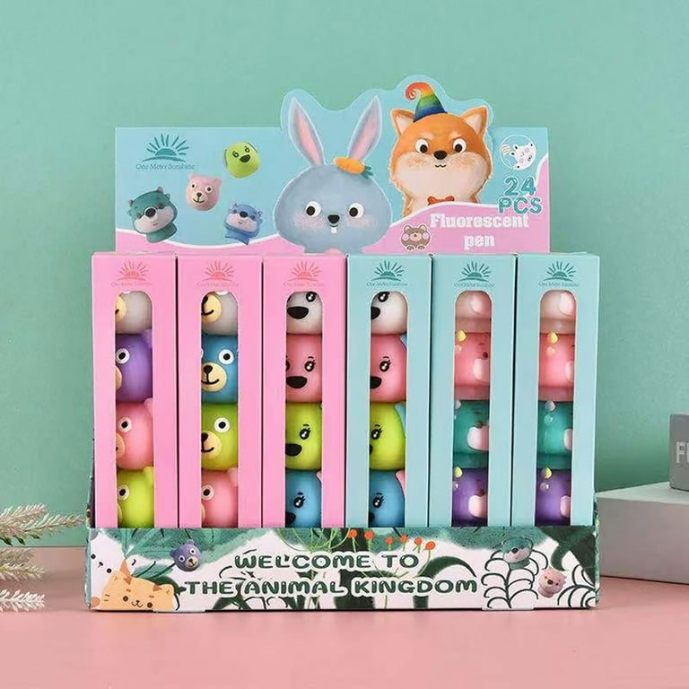 Coloring Double Tips Markers - Set of 6 Cute Novelty Cartoon Colored Animal  Highlighters Set for Kids - Assorted Pens Fluorescent Ink 6 Different