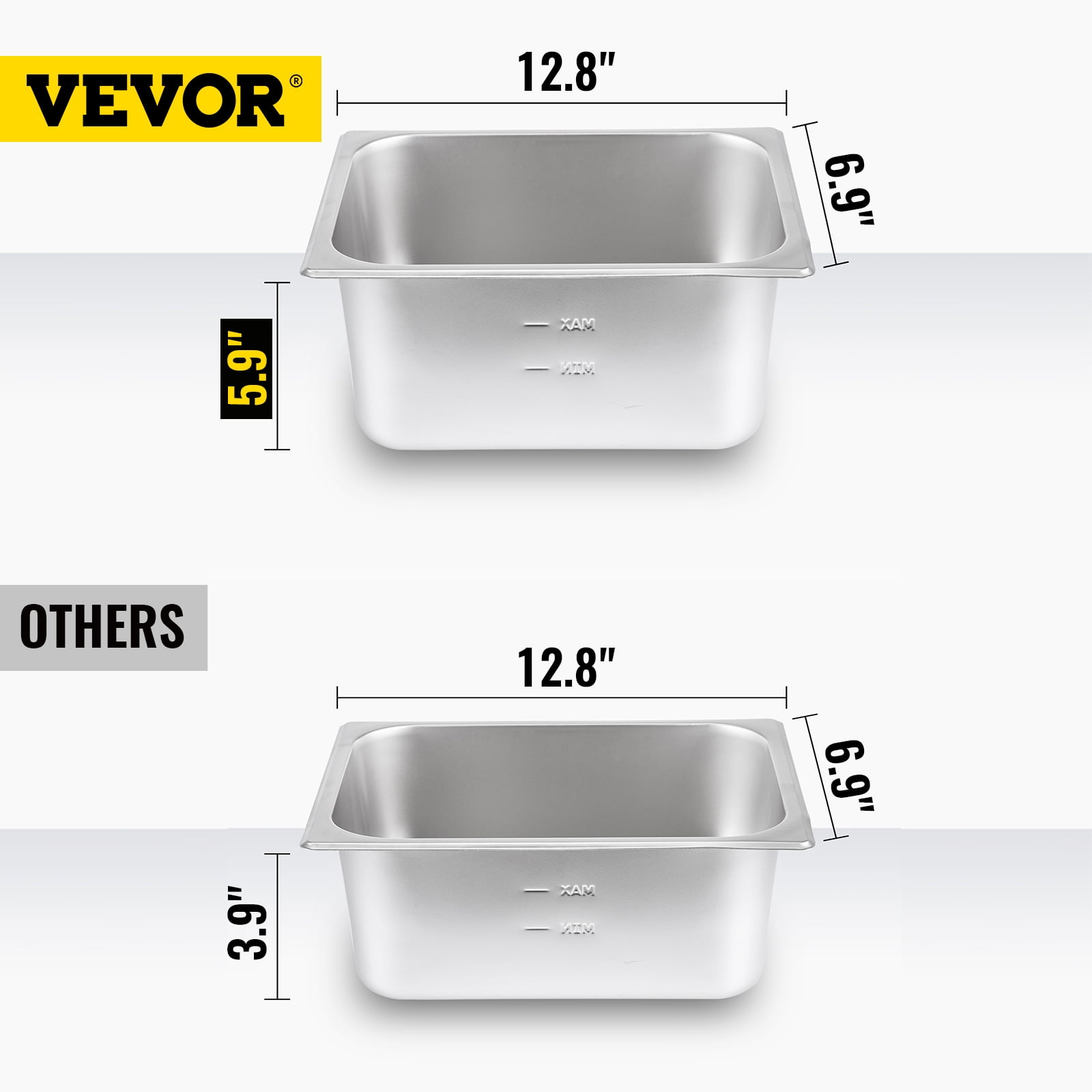 VEVORbrand 10-Pan Bain Marie Food Warmer 6-inch Deep, 110V Food Grade  Stainelss Steel Commercial Food Steam Table, 1500W Electric Countertop Food  Warmer 100 Quart with Tempered Glass Shield 