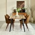 thumbnail image 2 of Homy Casa 5-Piece Dining Set, Walnut Wooden Kitchen Table with 4 Upholstered High-Back Brown Faux Suede Dining Chairs, Contemporary Live Edge Design, 2 of 10
