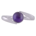 thumbnail image 2 of Natural Amethyst 6mm Cabochon Round Shape Gemstone in Beautiful Bypass Style Shank Handmade 925 Sterling Solid Silver Ring For Women, 2 of 2