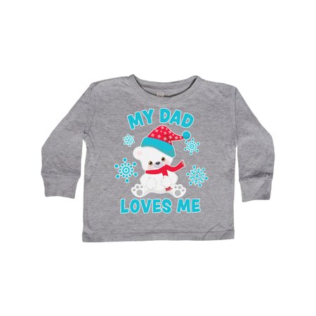 

Inktastic Polar Bear My Dad Loves Me in Santa Hat with Snowflakes Gift Toddler Boy or Toddler Girl Long Sleeve T-Shirt