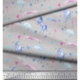 thumbnail image 3 of Soimoi Gray Heavy Satin Fabric Cloud & Unicorn Animal Print Fabric by the Yard 54 Inch Wide, 3 of 3