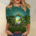 thumbnail image 2 of BiZtdJrK Womens 3/4 Length Sleeve Shirts Easter Eggs Graphic Tees Shirt Casual Round Neck Pullover Blouses Cute Rabbit Print Tunic Tops Multicolor L Back to College Sale, 2 of 6