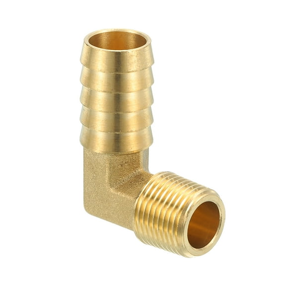 Brass Hose Barbed Elbow Fitting 1 Pack 5/8" Barb x 3/8" NPT Male 90 Degree Brass