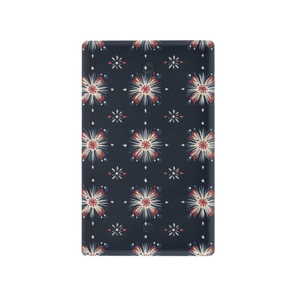 Yayeee Blank Wall Plate Cover 1-Gang 4.5"x2.7" Home Unused Decorative Outlet, Red Fireworks Pattern