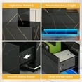 thumbnail image 6 of DWVO 21.6" Modern LED Nightstand, L-Shaped 2 Drawers Nightstand with Adjustable RGB LED Light, High Gloss Bedside Table with Drawers, Marble Black, 6 of 8