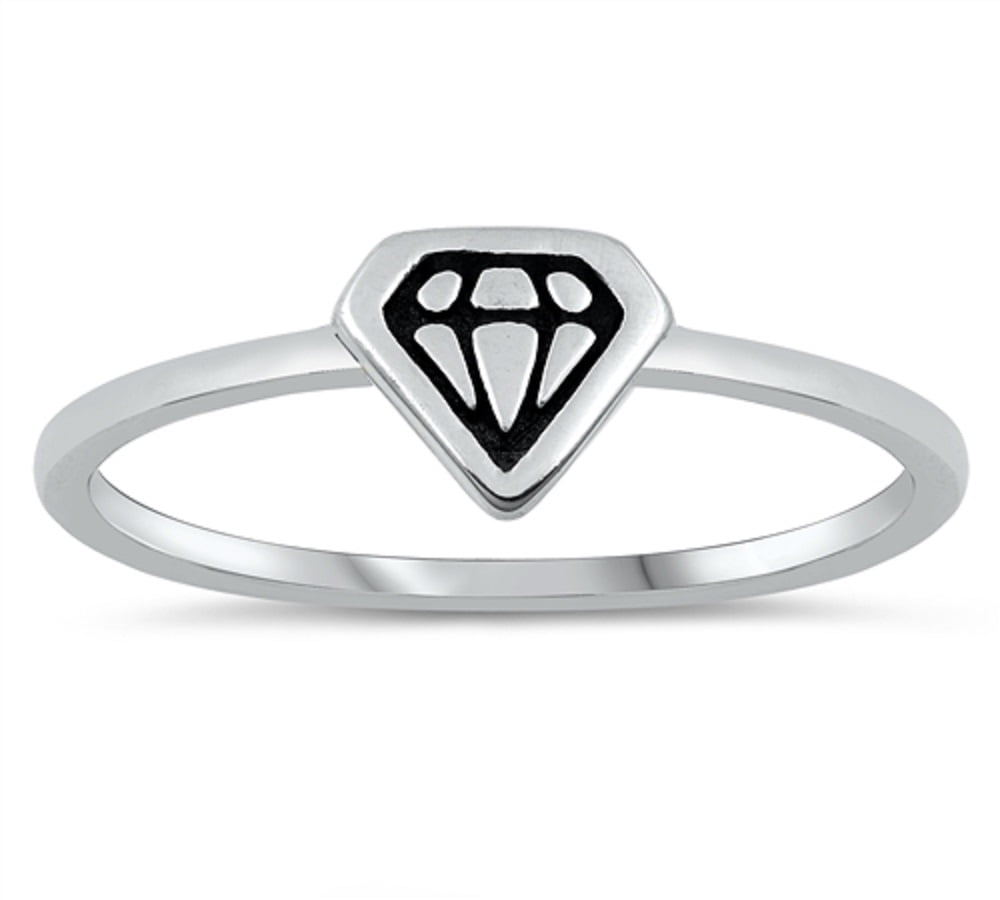 Oxidized Sterling Silver Diamond Design Ring Size 10 - Walmart.com