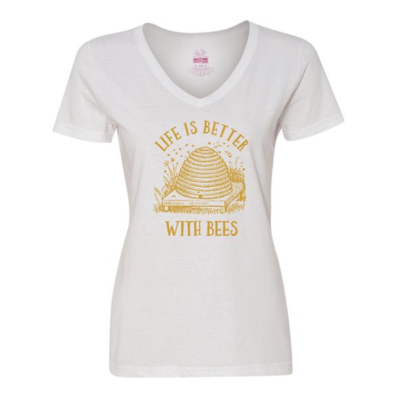 Inktastic Life's Better with Bees Women's V-Neck T-Shirt