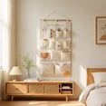 thumbnail image 6 of SLYNSHome 12 Pocket Wall Hanging Organizer,Khaki Fabric Foldable Wall Mount Storage Bag For Bedroom, Bathroom, Kitchen And Door Sundry Storage, 6 of 8