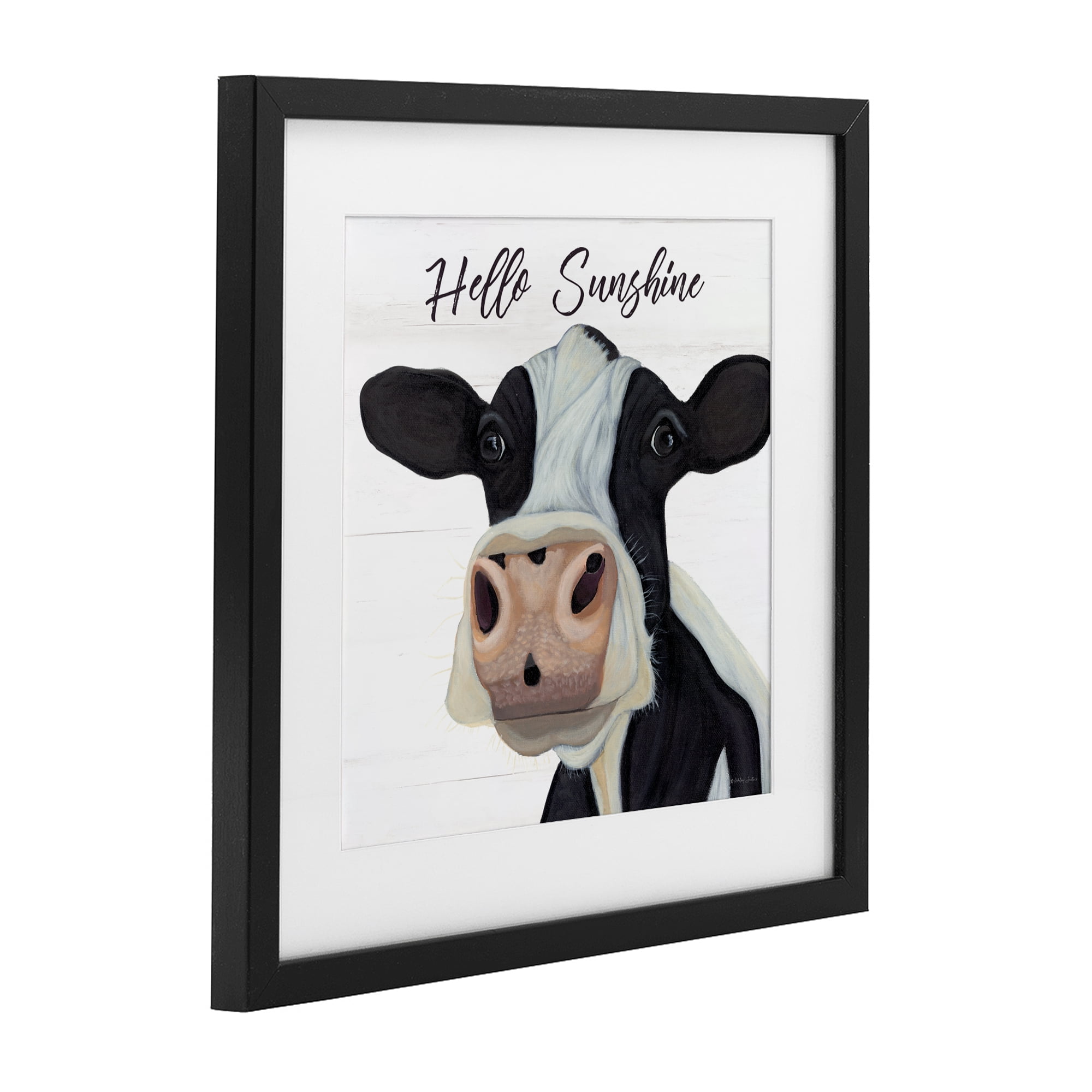 Stupell Industries Hello Sunshine Country Cow Black Framed Print Under Glass, design by Ashley Justice