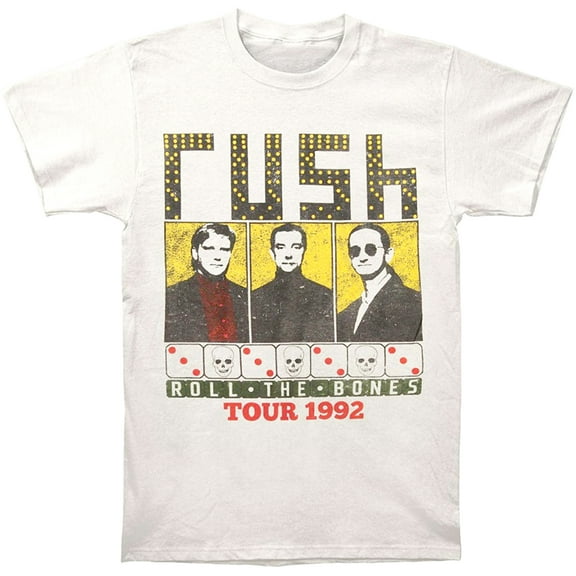 Rush Men's Roll The Bones 1992 Tour Slim Fit T-Shirt White Large | Officially Licensed Merchandise