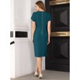 thumbnail image 5 of DARING DIVA Women's Sheath Petal Sleeve Elegant Pencil Dress L Lake Green, 5 of 7