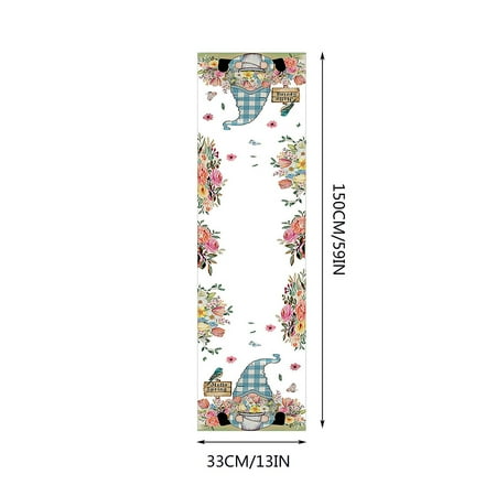 

Home Decor Summer Festival Cute Gnome Flower Tulips Sunflower Cotton Linen Table Flag Cloth Table Runners