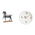 thumbnail image 1 of Figura de caballo, escultura animal, reloj de pared coleccionable, material de resina, decorativo, redondo, diseño silencioso sin , adecuado par, 1 of 8