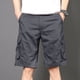 thumbnail image 5 of Pantalones cortos cargo negros largos para hombre, pantalones cortos verdes por encima de la rodilla para hombre, pantalones cortos desgastados con bolsillo frontal ancho y cintura elástica para hombr, 5 of 5