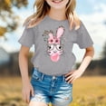 thumbnail image 2 of VNKIDY Boys Girls Easter T-Shirts Unisex Kids Cartoon Cute Floral Bunny Print Tees Short Sleeve Crewneck Top For Casual Daily Holiday Wear Fashionable Top Grey 6-7 Years, 2 of 4