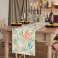 thumbnail image 2 of Table Runners 120 Inches Long Dress Scarves, Teal Red Coastal Farmhouse Coffee/Dining/Kitchen Table Runner for Living Room, Nautical Seahorse Beach Coral Starfish Beige 13x120 Inch, 2 of 9