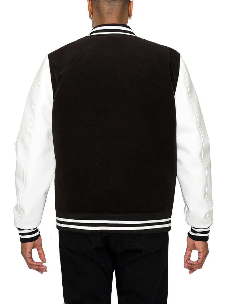 Victorious Men's Essential Melton Varsity Jacket Black/White