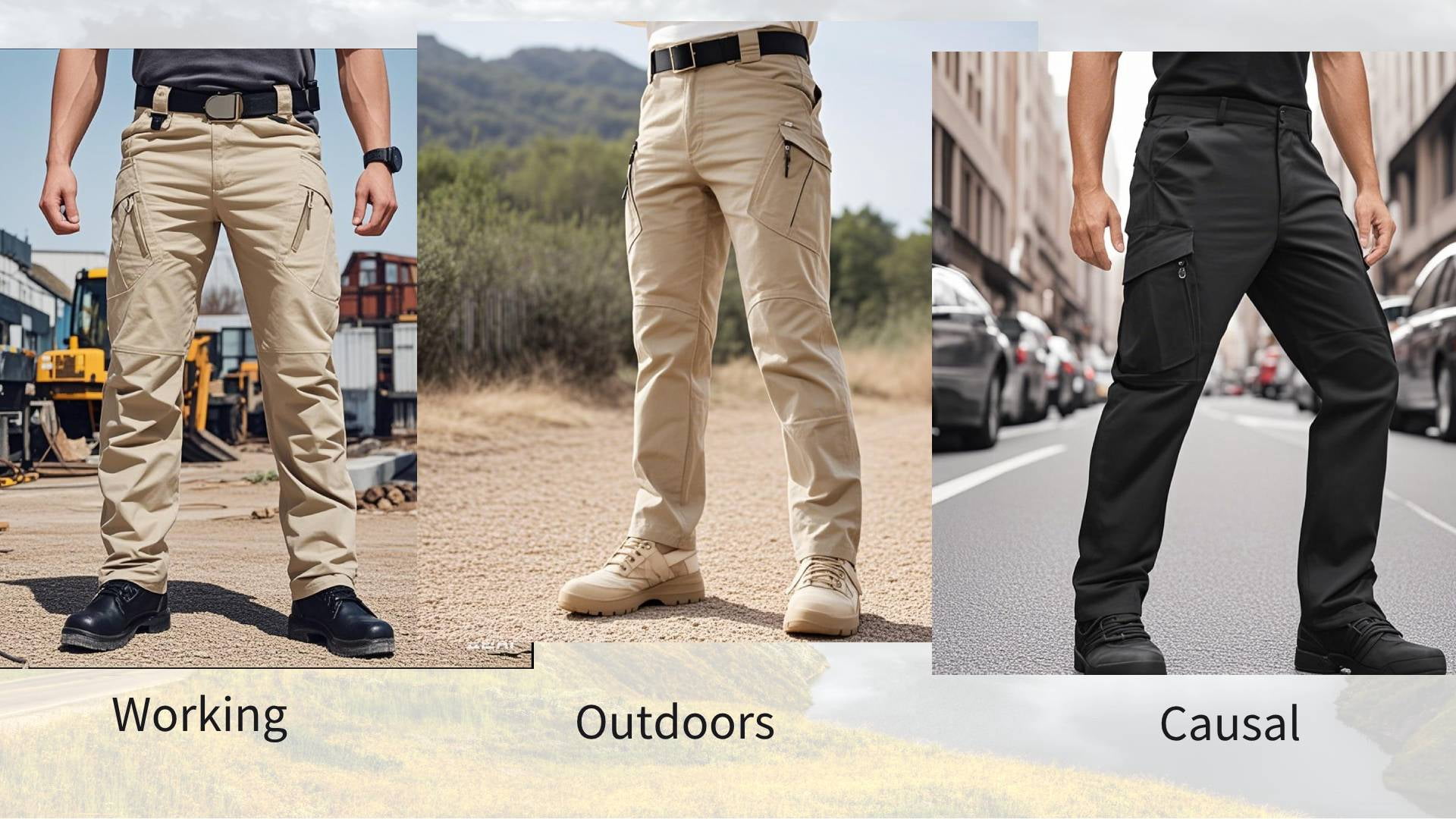 TRGPSG Men's Lightweight Cargo Pants with 8 Pockets,Comfor Work Pants Ripstop Cargo Pants Water Resistant Outdoor Hiking Work Pants,Khaki Size 34