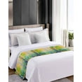 thumbnail image 4 of Xipuska Modern Oil Painting Bed Runners for Twin Size Bed, Decorative Bed Throws for Foot of Bed, Green Yellow Leaves Trees Pastoral Bed Runner Sofa Throw Bedding Scarf Protector Slipcover, 4 of 6