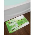 thumbnail image 2 of Ladybugs Bath Mat, Ladybugs on A Stem over the Water Striped Animals Fresh Environmental Life Image, Non-Slip Plush Mat Bathroom Kitchen Laundry Room Decor, 29.5 X 17.5 Inches, Red Green, Ambesonne, 2 of 2