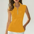 thumbnail image 2 of GA WEIHUA Womens Mesh Tank Tops High Neck Zipper Camisole Summer Slim Fit Workout Golf Polo Shirts Sleeveless Zip Up Tennis Running Tees(Yellow,XL)Reduced, 2 of 6