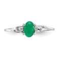 thumbnail image 4 of Solid 10k White Gold Genuine Emerald Green May Gemstone Birthstone Engagement Ring Size 5.5, 4 of 6