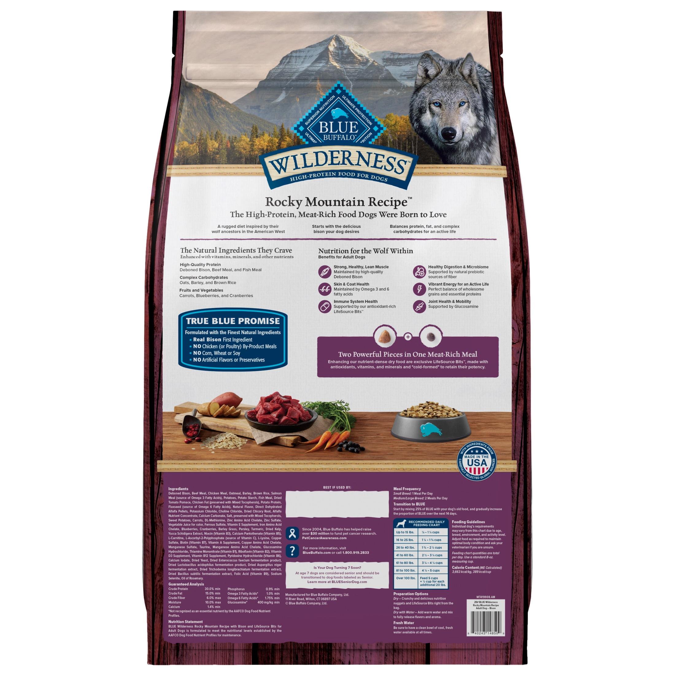 Blue Buffalo Wilderness Natural Dry Dog Food, High-Protein, Bison & Whole Grains, 28-lbs.