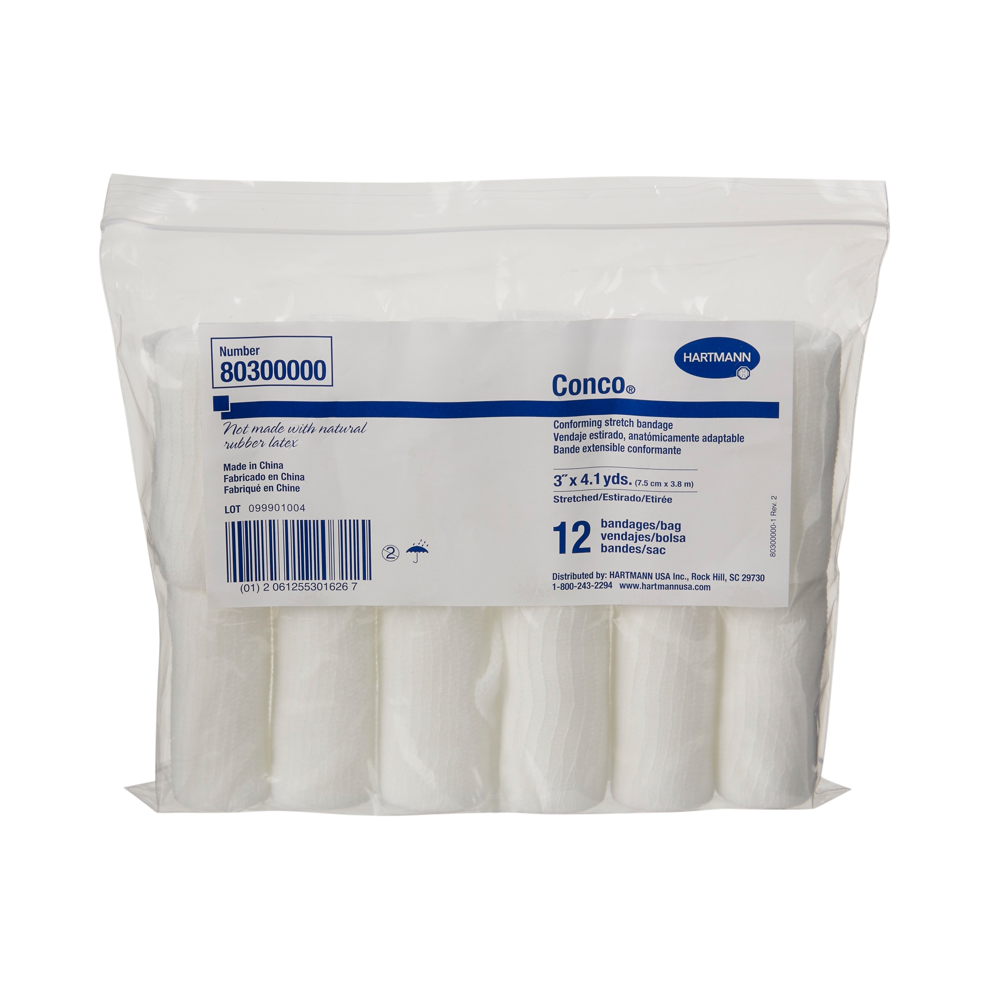 Hartmann Conco White Conforming Bandage NonSterile 3" x 4-1/10 Yd 80300000 96 per Case