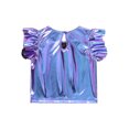thumbnail image 3 of vastwit Toddler Girls Blouses Metallic Shirts Party Tops Ruffle Short Sleeve Tee Concert T-shirt Blue 3T, 3 of 7