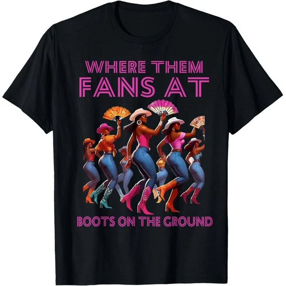 Vintage Where Them Fans At Funny Boots On The Ground Linedance Girls T-Shirthot Trending Birthday Gifts