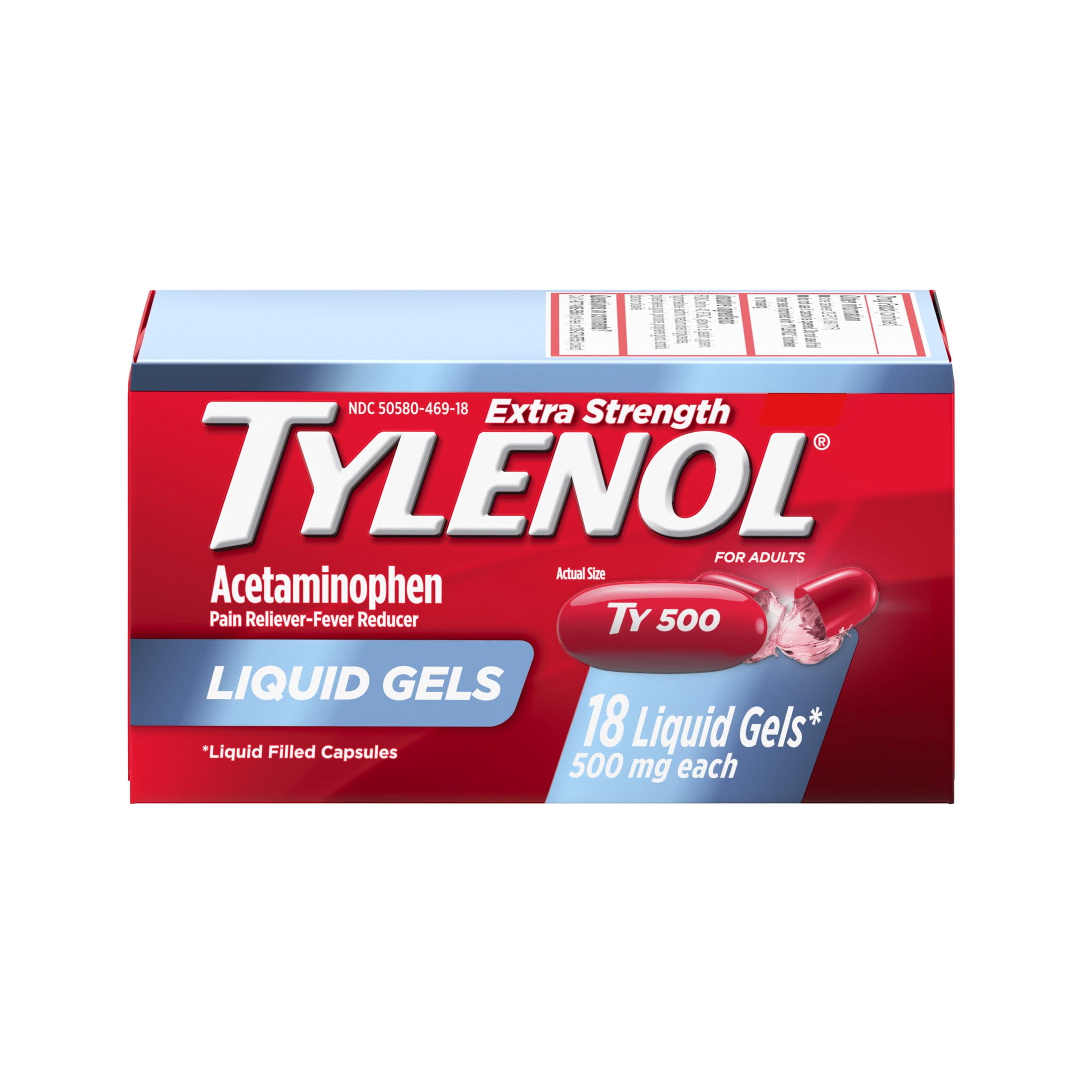 (3 pack) Tylenol Extra Strength Acetaminophen Liquid Gels, Fast, Strong Relief, Gentle on Stomach, 18 Count