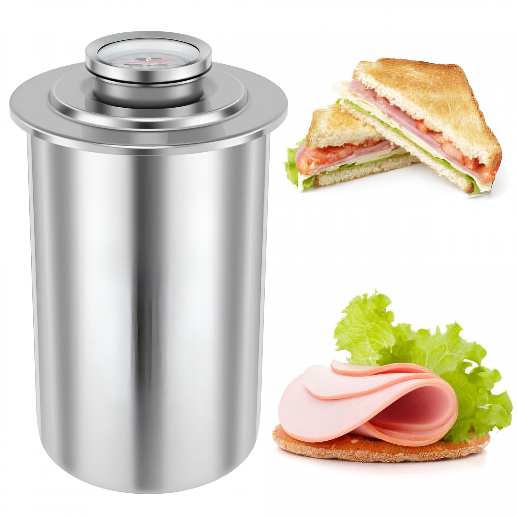 ACDANC Ham Maker Stainless Steel Meat Press Cooker Large Capacity Ham Press Maker Round Shape Deli Meat Press Mold Homemade Deli Meat Ham Press Cooker with Thermometer for Meat Pork Poultry