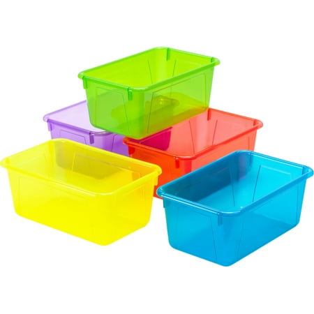 Storex Plastic Cubby Bin  Kids  Craft and Supply Storage  Assorted Candy Colors  5-Pack