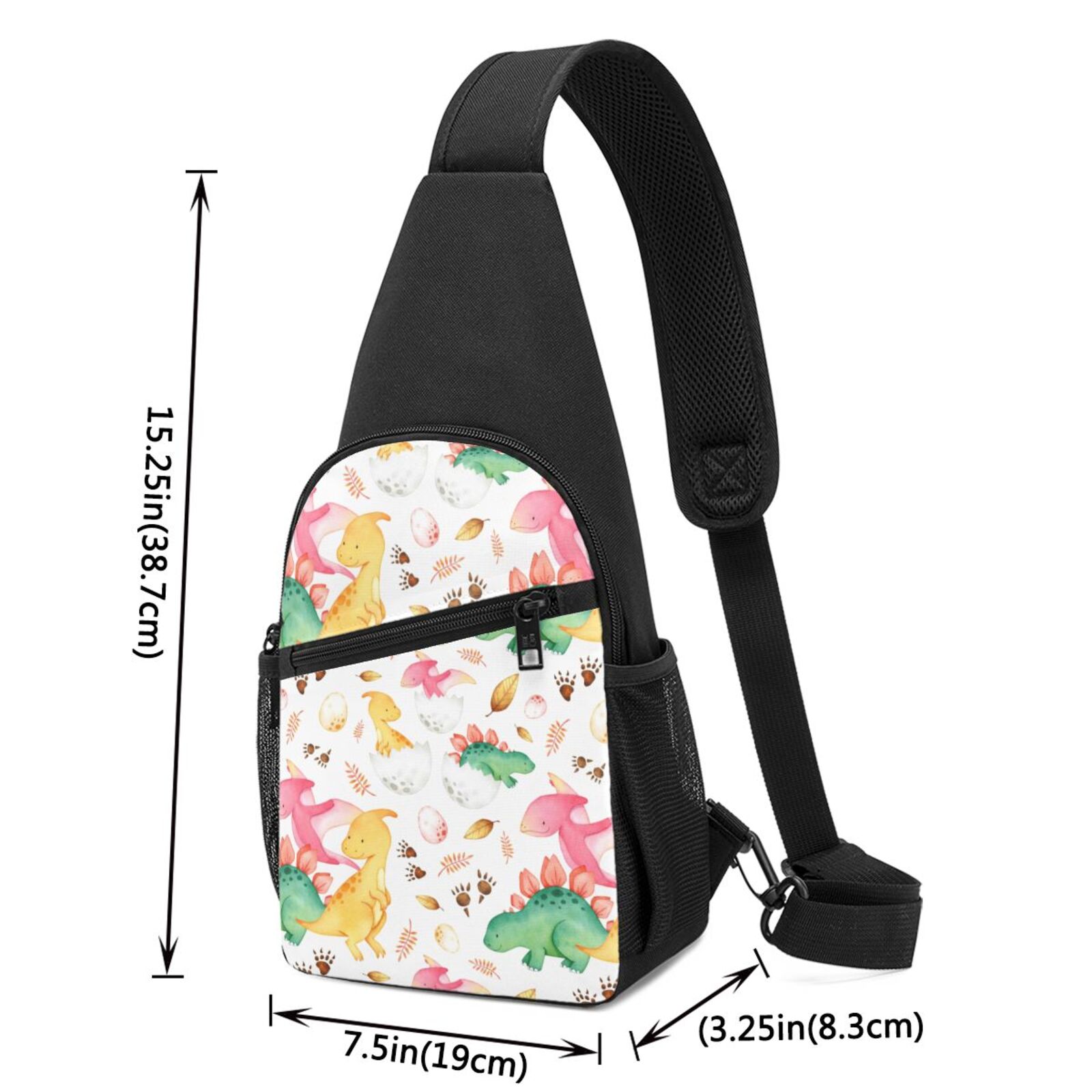 Xecao's Cute Baby Dinosaurs Print Sling Bag: A Versatile Chest, Shoulder, and Crossbody Backpack for Casual Days Out, Perfect for Both Men and Women