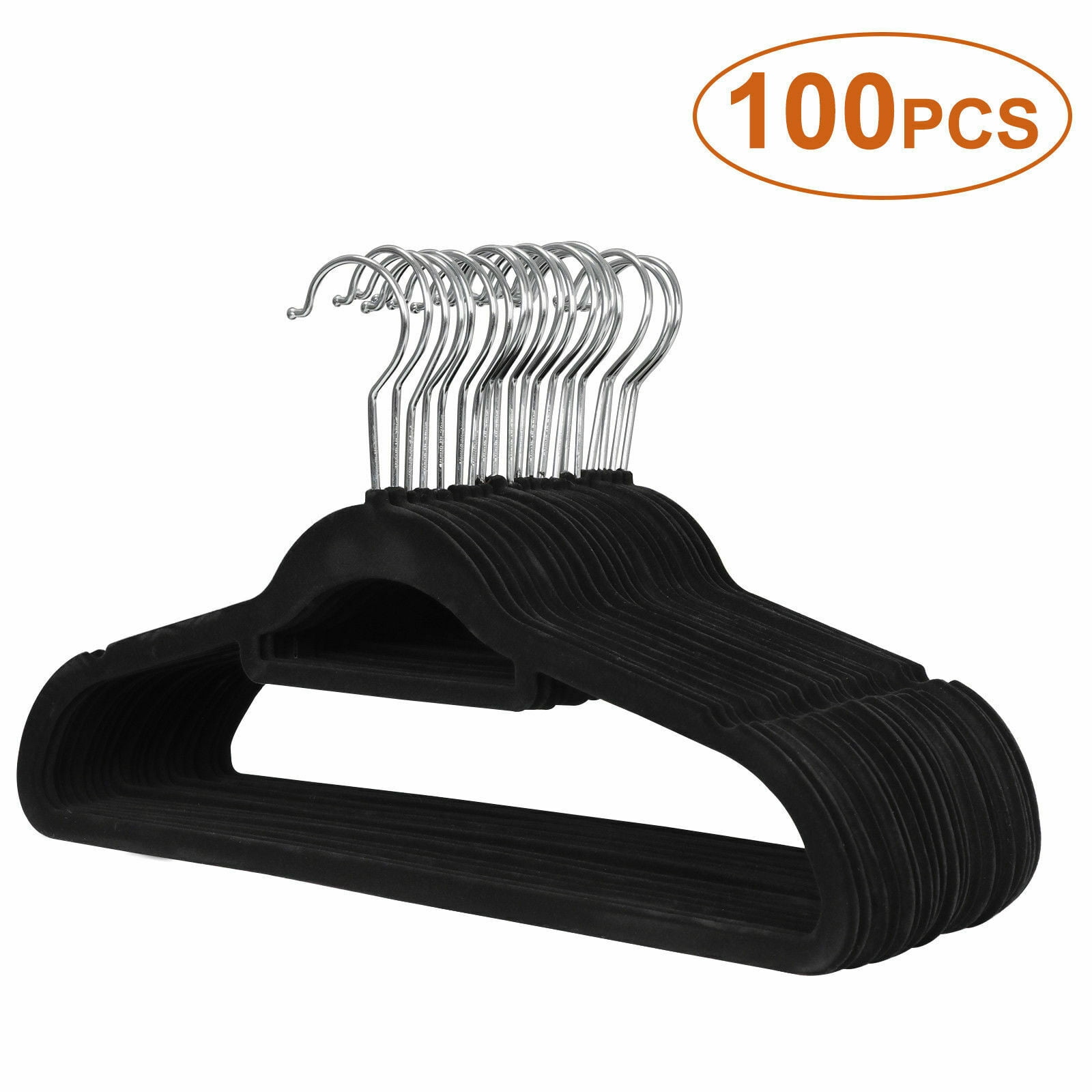 100PCS Non-Slip Flocked Velvet Hangers Clothes Hangers Suit/Shirt/Pants 