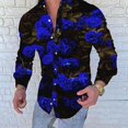 thumbnail image 1 of Camisa de hombre con estampado floral de duende azul y rosa, solapa con hojas estampadas de alta calidad, diseñador de moda 2024, nuevo estilo, camisetas de alta calidad, 1 of 6